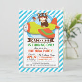 Fox-Pilot im Flugzeug von grün und orange; blaue S Einladung (Stehend Vorderseite)