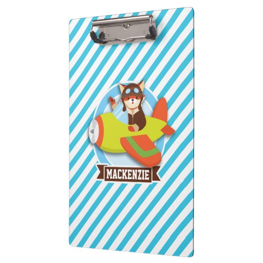 Fox-Pilot im Flugzeug von grün und orange; blaue S Klemmbrett (Links)