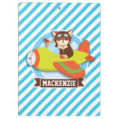 Fox-Pilot im Flugzeug von grün und orange; blaue S Klemmbrett (Rückseite)