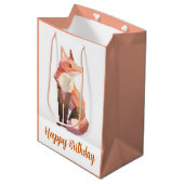 Fox Pixelart, Pixel Art, happy birthday Mittlere Geschenktüte (Vorderseite Schrägansicht)