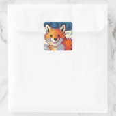 Fox, pixelart, Pixel Art Quadratischer Aufkleber (Tasche)