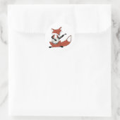 Fox Playing Banjo Runder Aufkleber (Tasche)