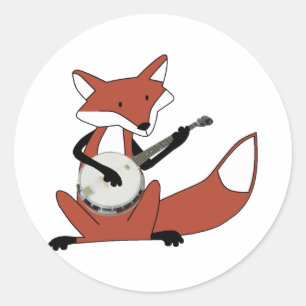 Fox Playing Banjo Runder Aufkleber