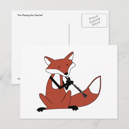 Fox Playing die Klarinette Postkarte (Vorne/Hinten)