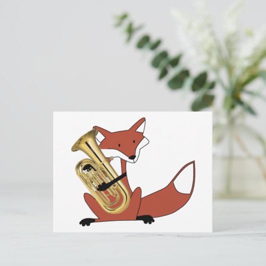 Fox Playing Euphonium Postkarte (Stehend Vorderseite)