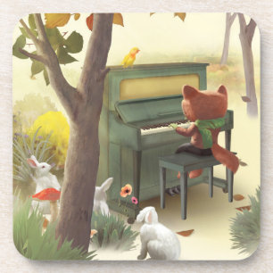 Fox Playing Piano Getränkeuntersetzer