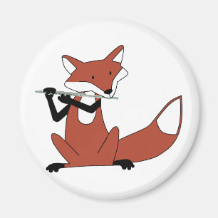 Fox Playing the Flute Magnet
