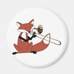 Fox Playing the Trombone Magnet