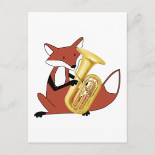 Fox Playing the Tuba Postkarte