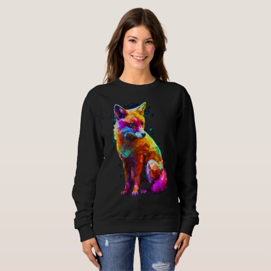 Fox Polygon Colourful  Animal  Animal Fox Sweatshirt (Vorne ganz)