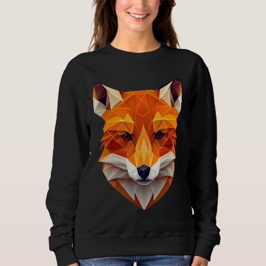 Fox Polygon Wild Animal  Wildlife Zookeeper Geomet Sweatshirt (Vorderseite)