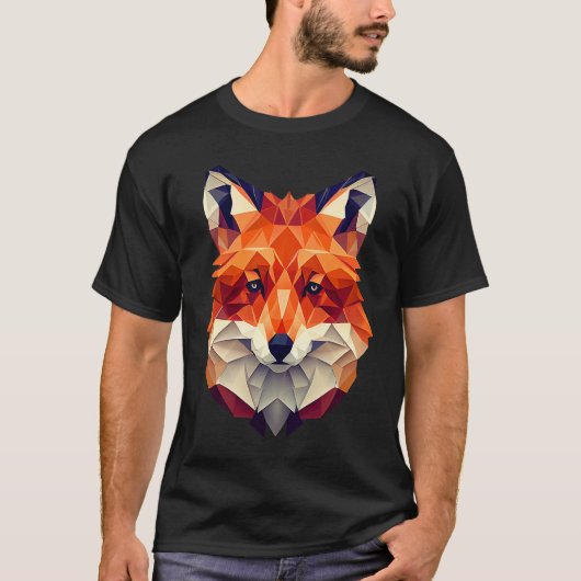 Fox Polygon Wild Animal Wildlife Zookeeper Geomet T-Shirt (Vorderseite)