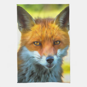 Fox Portrait Realistische Wildnis Kunst, Dichtung  Geschirrtuch