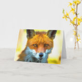 Fox Portrait Realistische Wildnis Kunst, Dichtung  Karte (Gelbe Blume)