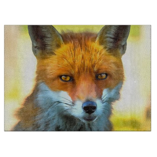 Fox Portrait Realistische Wildnis Kunst, Dichtung  Schneidebrett (Vorderseite)