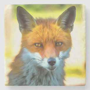 Fox Portrait Realistische Wildnis Kunst, Dichtung  Steinuntersetzer