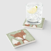 Fox Portrait Steinuntersetzer (Seitenansicht)