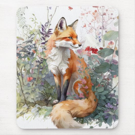 Fox Portrait Tiermalerei Kunst, Dichtung und Musik Mousepad (Vorne)