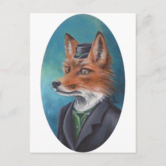 Fox Postcard Animal Postcard Fox Art Postkarte (Vorderseite)