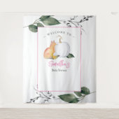 Fox Pumpkin Baby Dusche Backdrops Grüne Wandteppich (Vorderseite)