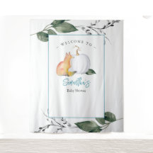 Fox Pumpkin Baby Shower Backdrops Boy