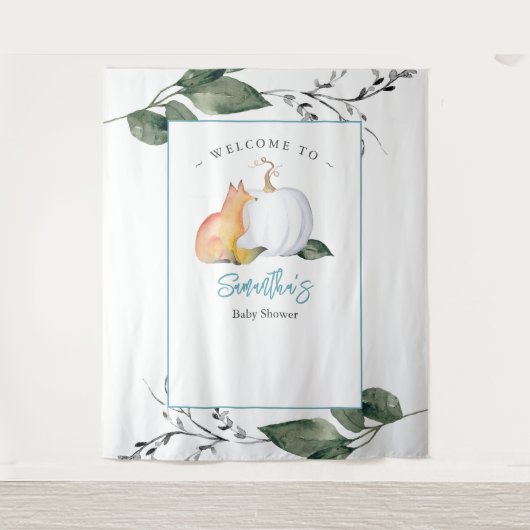 Fox Pumpkin Baby Shower Backdrops Boy Wandteppich (Vorderseite)