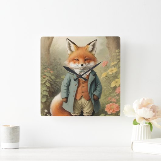 Fox Quadratische Wanduhr (Zuhause)