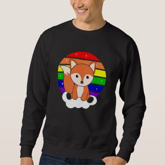 Fox Rainbow Glitzer Kawaii Orange Sweatshirt (Vorderseite)