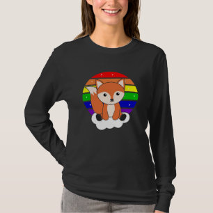 Fox Rainbow Glitzer Kawaii Orange T-Shirt