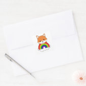 Fox Rainbow Niedlicher Tiere Farbenfoxenwälder Quadratischer Aufkleber (Umschlag)
