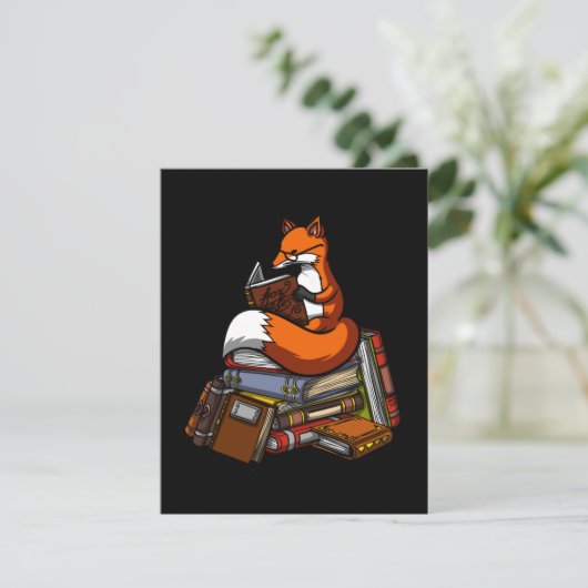 Fox Reading A Book Dankeskarte (Stehend Vorderseite)