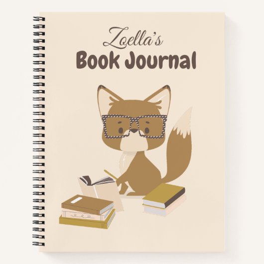 Fox Reading Journal Book Review Personalisiert Notizblock (Vorderseite)