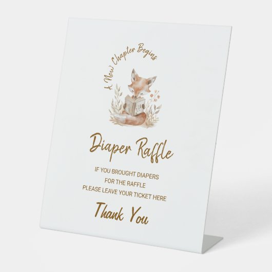 Fox Reading New Chapter fängt das Diaper Raffle Si Sockelschild (Vorderseite)