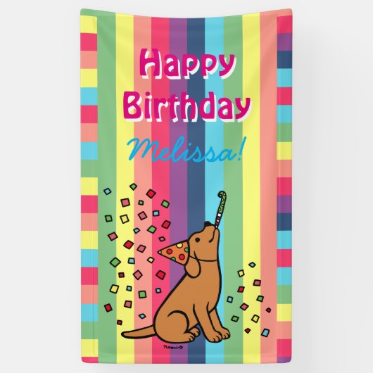 Fox Red Labrador Birthday Party Confetti Banner (Vertikal)