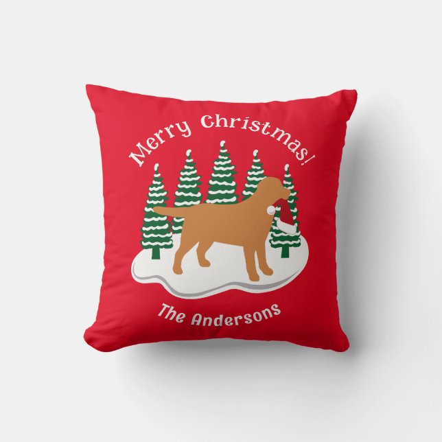 Fox Red Labrador Christmas Evergreen Throw Kissen (Vorderseite)