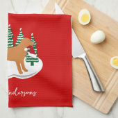 Fox Red Labrador Christmas Evergreen Trees Geschirrtuch (Viertel Falte)