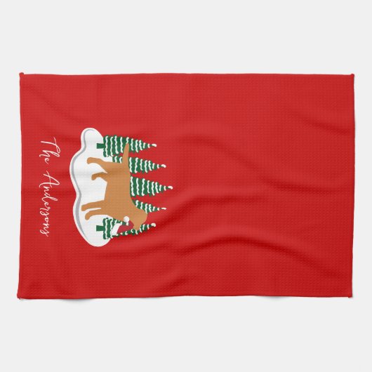 Fox Red Labrador Christmas Evergreen Trees Geschirrtuch (Horizontal)