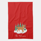 Fox Red Labrador Christmas Evergreen Trees Geschirrtuch (Vertikal)