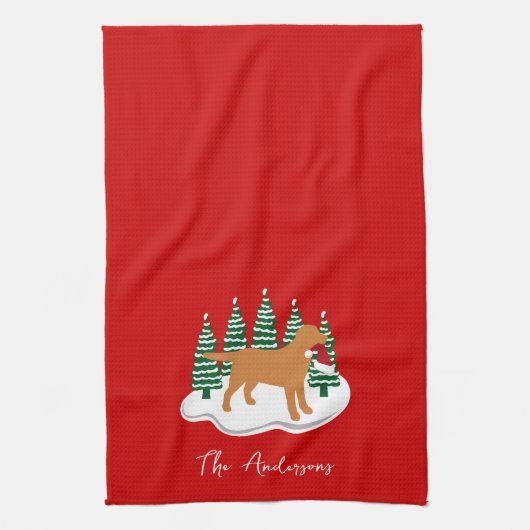 Fox Red Labrador Christmas Evergreen Trees Geschirrtuch (Vertikal)