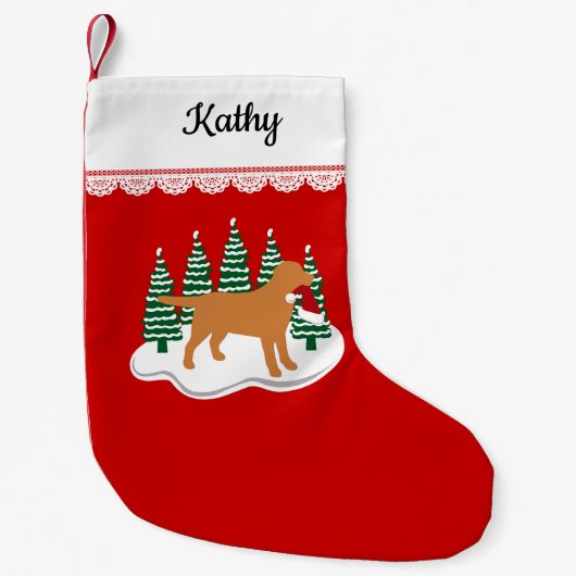 Fox Red Labrador Christmas Evergreen Trees Kleiner Weihnachtsstrumpf (Vorderseite)