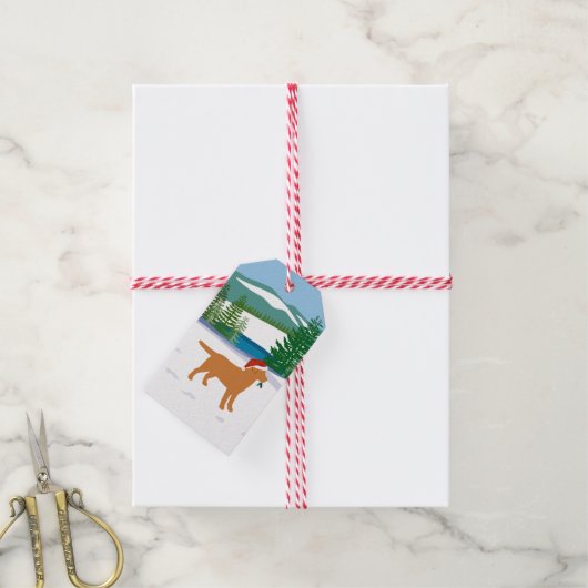 Fox Red Labrador Christmas Evergreen Weihnachtsman Geschenkanhänger (Mit Garn)