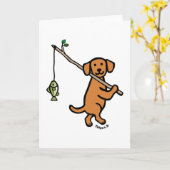 Fox Red Labrador Fishing Cartoon Karte (Gelbe Blume)