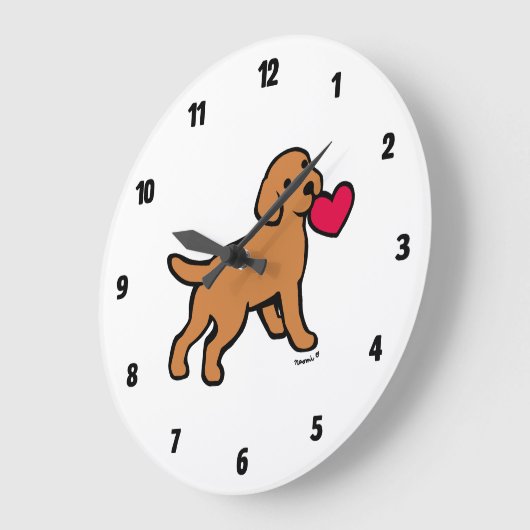 Fox Red Labrador Puppy Little Heart Große Wanduhr (Winkel)