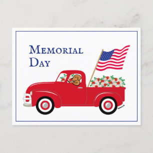 Fox Red Labrador Red Truck Memorial Day Grenze Postkarte