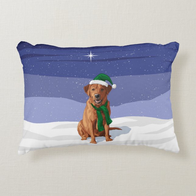 Fox Red Labrador Retriever Christmas Dog Dekokissen (Vorderseite)