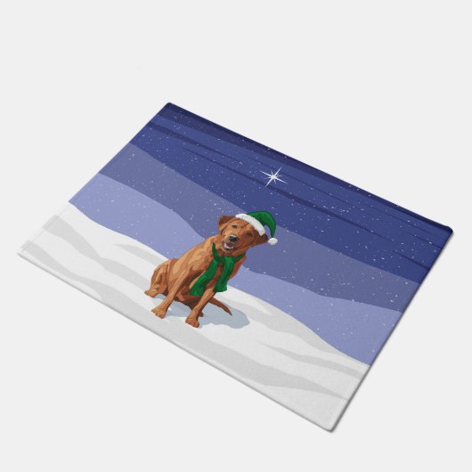 Fox Red Labrador Retriever Christmas Dog Fußmatte (Schrägansicht)