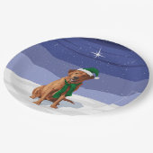 Fox Red Labrador Retriever Christmas Dog Pappteller (Schrägansicht)