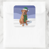 Fox Red Labrador Retriever Christmas Dog Quadratischer Aufkleber (Tasche)