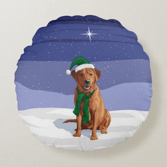 Fox Red Labrador Retriever Christmas Dog Rundes Kissen (Vorderseite)