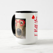 Fox Red Labrador Retriever mit Red Heart Brillen Tasse (Vorderseite Links)